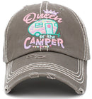 KBV1389 "Queen Camper" Vintage Washed Baseball Cap - MiMi Wholesale