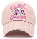 KBV1389 "Queen Camper" Vintage Washed Baseball Cap - MiMi Wholesale