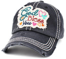 KBV1390 "God Bless You" Vintage Washed Baseball Cap - MiMi Wholesale