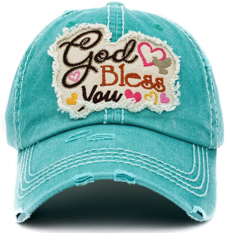 KBV1390 "God Bless You" Vintage Washed Baseball Cap - MiMi Wholesale