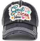 KBV1390 "God Bless You" Vintage Washed Baseball Cap - MiMi Wholesale