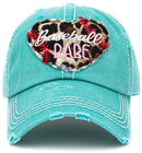 KBV1393 "Baseball Babe" Vintage Washed Baseball Cap - MiMi Wholesale