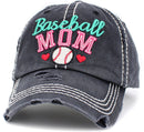 KBV1394 "Baseball Mom" Vintage Washed Baseball Cap - MiMi Wholesale