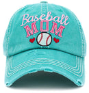 KBV1394 "Baseball Mom" Vintage Washed Baseball Cap - MiMi Wholesale