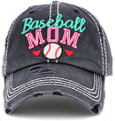 KBV1394 "Baseball Mom" Vintage Washed Baseball Cap - MiMi Wholesale