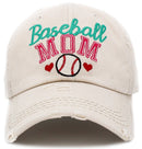 KBV1394 "Baseball Mom" Vintage Washed Baseball Cap - MiMi Wholesale