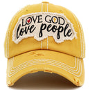 KBV1401 "Love God Love People" Vintage Washed Baseball Cap - MiMi Wholesale