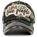 KBV1401 "Love God Love People" Vintage Washed Baseball Cap - MiMi Wholesale
