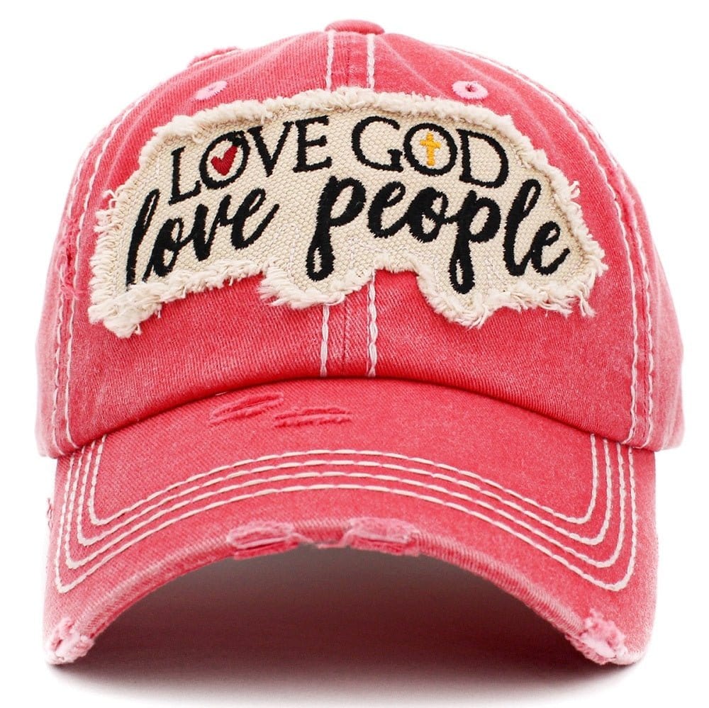 KBV1401 "Love God Love People" Vintage Washed Baseball Cap - MiMi Wholesale