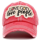 KBV1401 "Love God Love People" Vintage Washed Baseball Cap - MiMi Wholesale