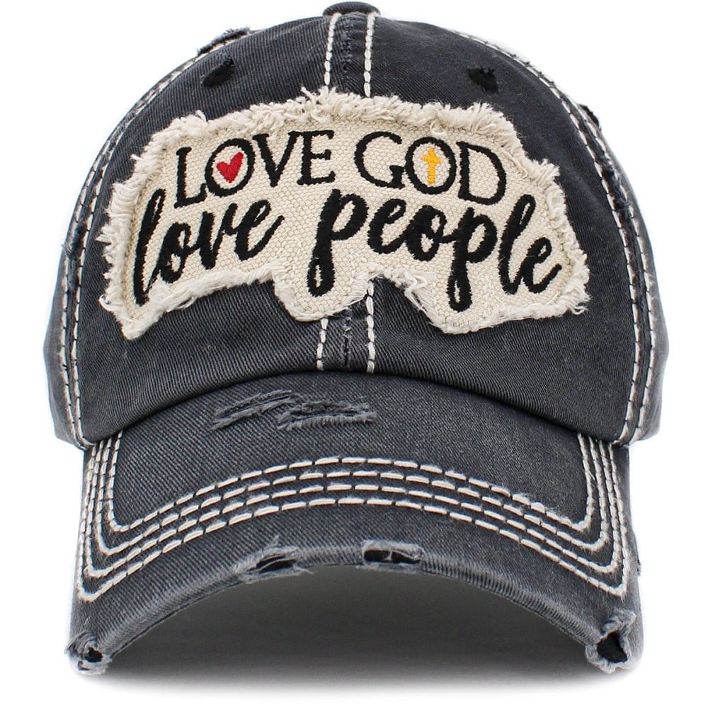 KBV1401 "Love God Love People" Vintage Washed Baseball Cap - MiMi Wholesale