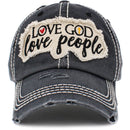 KBV1401 "Love God Love People" Vintage Washed Baseball Cap - MiMi Wholesale