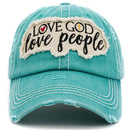 KBV1401 "Love God Love People" Vintage Washed Baseball Cap - MiMi Wholesale