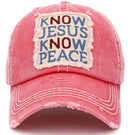 KBV1402 "Know Jesus Know Peace" Vintage Washed Baseball Cap - MiMi Wholesale