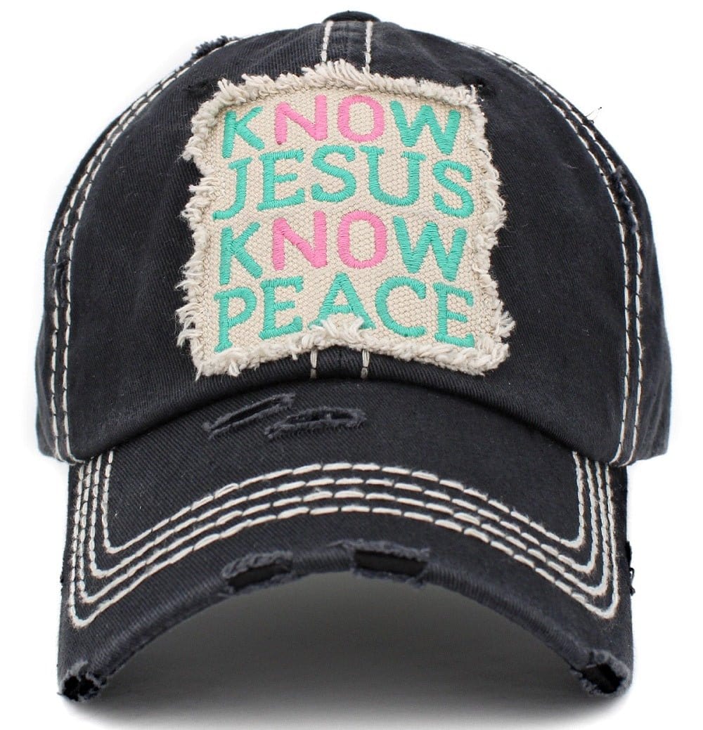 KBV1402 "Know Jesus Know Peace" Vintage Washed Baseball Cap - MiMi Wholesale