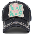 KBV1402 "Know Jesus Know Peace" Vintage Washed Baseball Cap - MiMi Wholesale