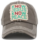 KBV1402 "Know Jesus Know Peace" Vintage Washed Baseball Cap - MiMi Wholesale