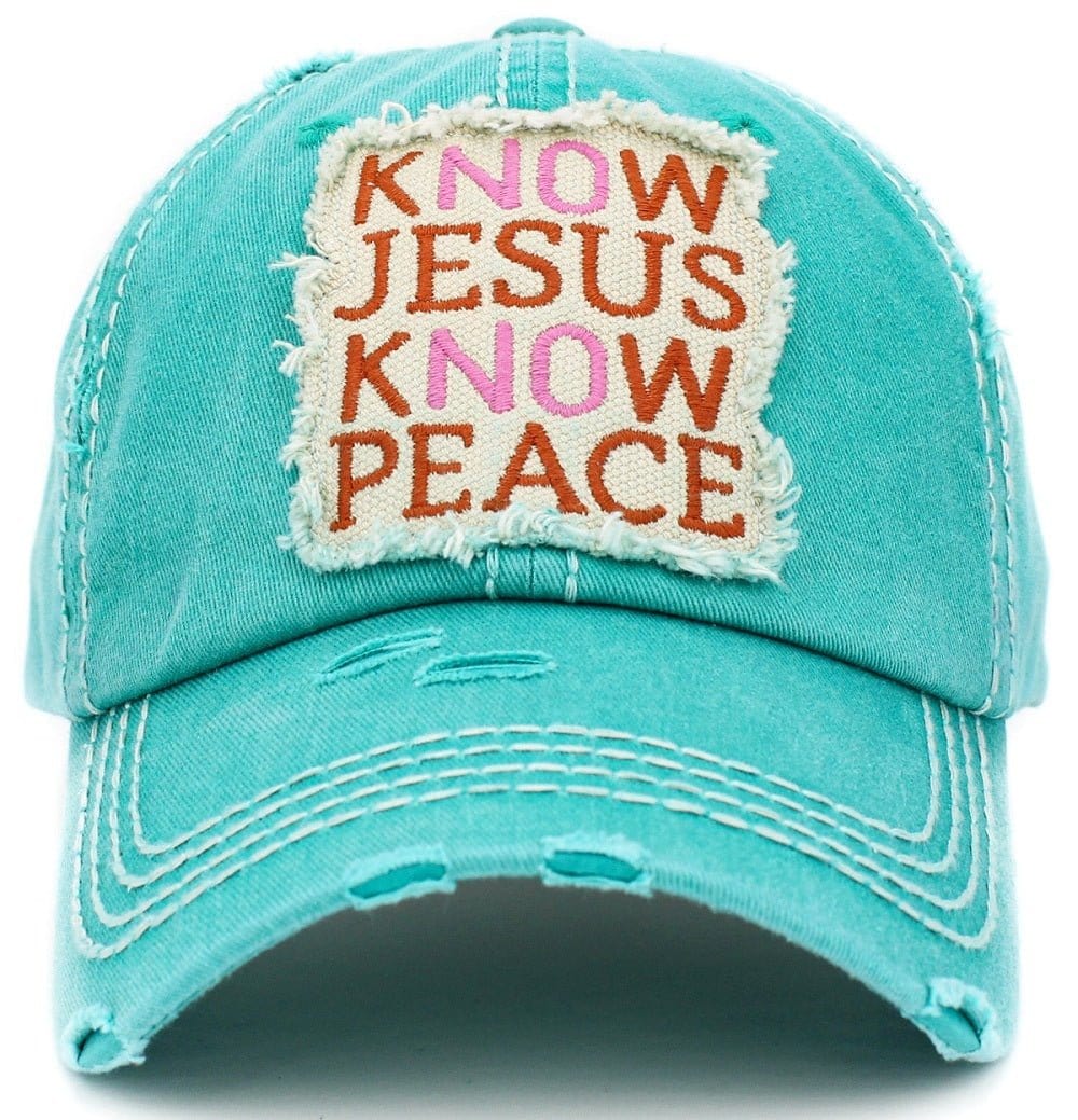 KBV1402 "Know Jesus Know Peace" Vintage Washed Baseball Cap - MiMi Wholesale