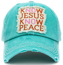 KBV1402 "Know Jesus Know Peace" Vintage Washed Baseball Cap - MiMi Wholesale