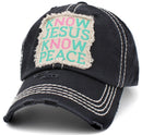 KBV1402 "Know Jesus Know Peace" Vintage Washed Baseball Cap - MiMi Wholesale