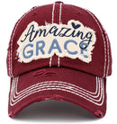 KBV1403 ''AMAZING GRACE'' Distressed Cotton Cap - MiMi Wholesale