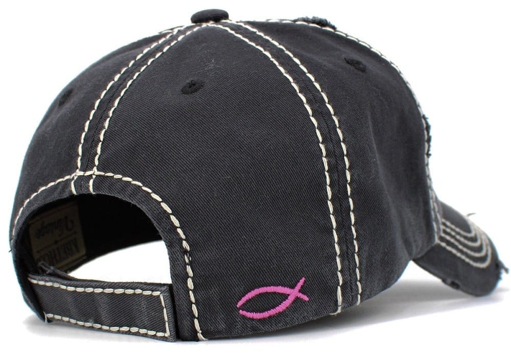 KBV1404 ''WITH GOD ALL THINGS ARE POSSIBLE'' Distressed Cotton Cap - MiMi Wholesale