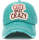 KBV1406 ''CUTE BUT CRAZY" Distressed Cotton Cap - MiMi Wholesale
