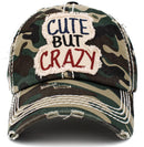KBV1406 ''CUTE BUT CRAZY" Distressed Cotton Cap - MiMi Wholesale