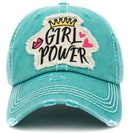 KBV1407 "GIRL POWER" Vintage Distressed Cotton Cap - MiMi Wholesale
