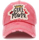 KBV1407 "GIRL POWER" Vintage Distressed Cotton Cap - MiMi Wholesale