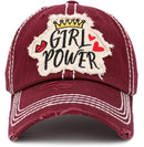 KBV1407 "GIRL POWER" Vintage Distressed Cotton Cap - MiMi Wholesale
