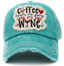 KBV1410 "COFFEE KEEPS ME GOING" Vintage Distressed Cotton Cap - MiMi Wholesale