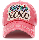 KBV1411 "XOXO" Vintage Distressed Cotton Cap - MiMi Wholesale