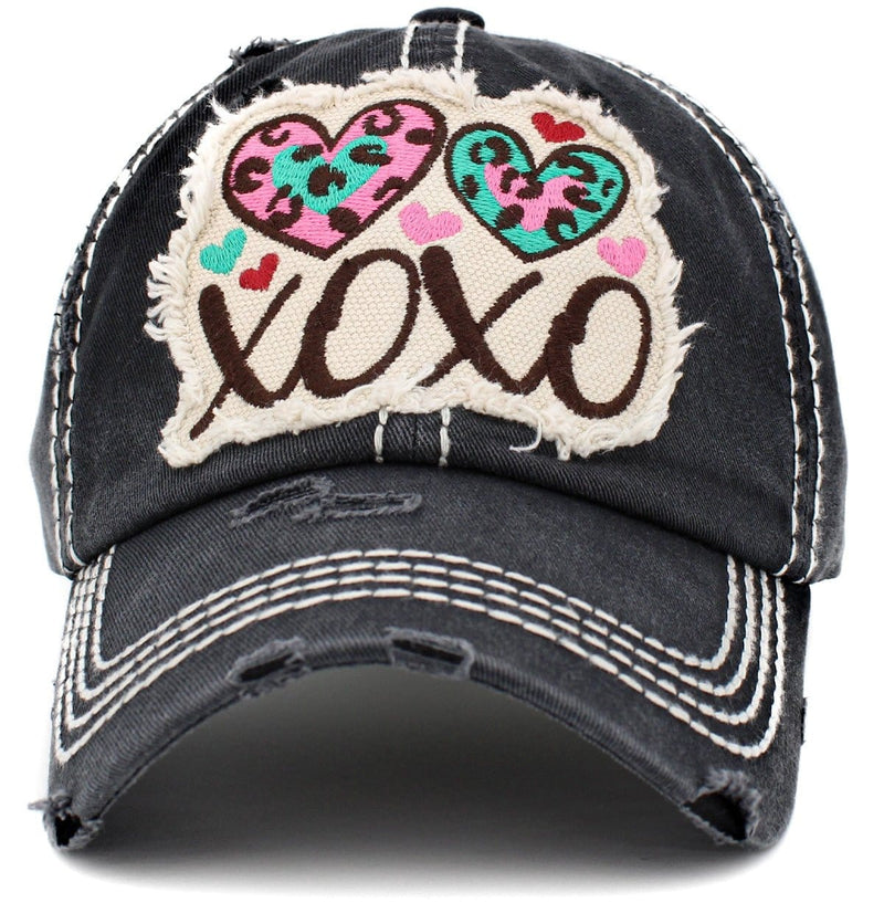 KBV1411 "XOXO" Vintage Distressed Cotton Cap - MiMi Wholesale