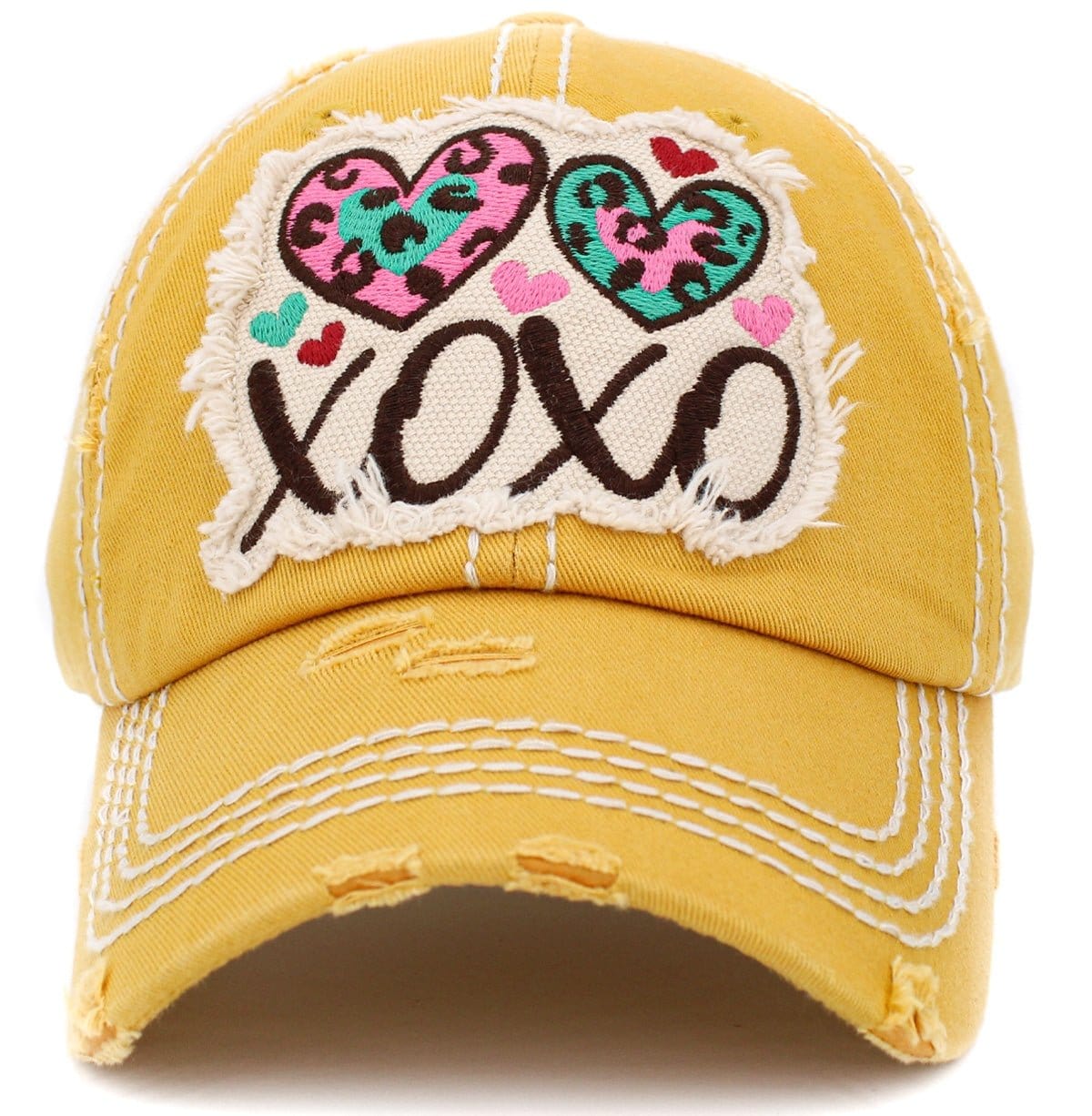 KBV1411 "XOXO" Vintage Distressed Cotton Cap - MiMi Wholesale
