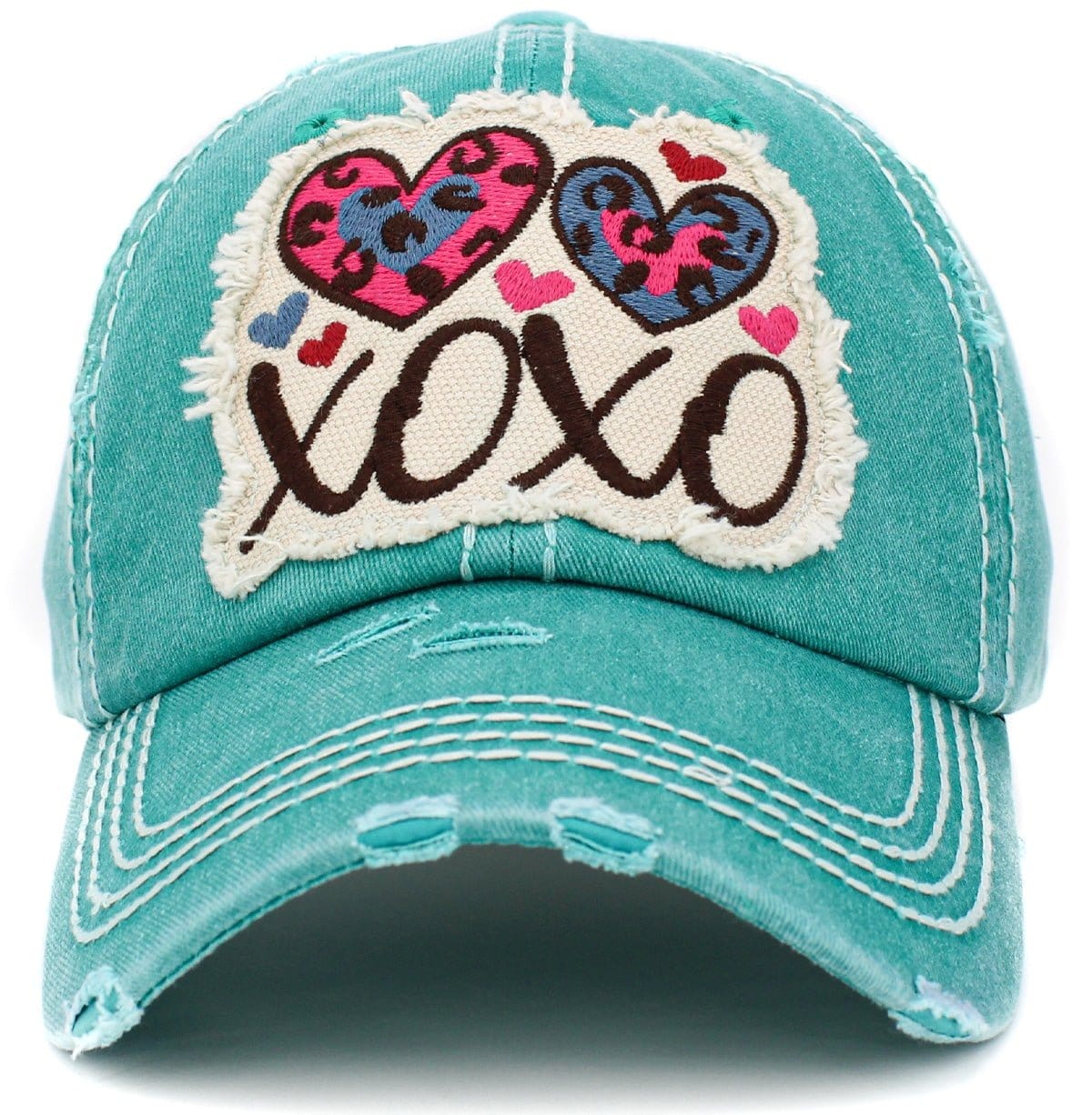 KBV1411 "XOXO" Vintage Distressed Cotton Cap - MiMi Wholesale