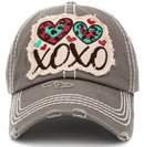 KBV1411 "XOXO" Vintage Distressed Cotton Cap - MiMi Wholesale