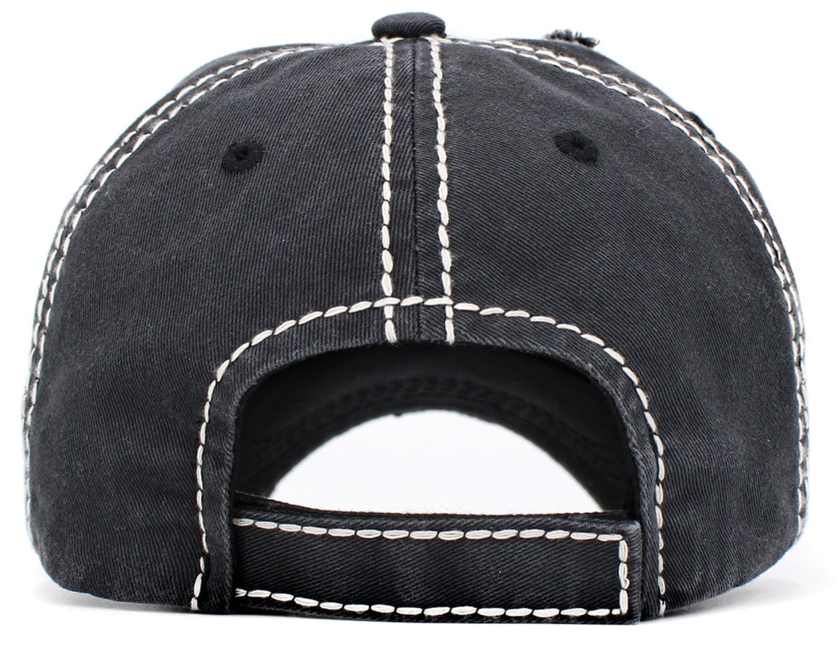 KBV1411 "XOXO" Vintage Distressed Cotton Cap - MiMi Wholesale