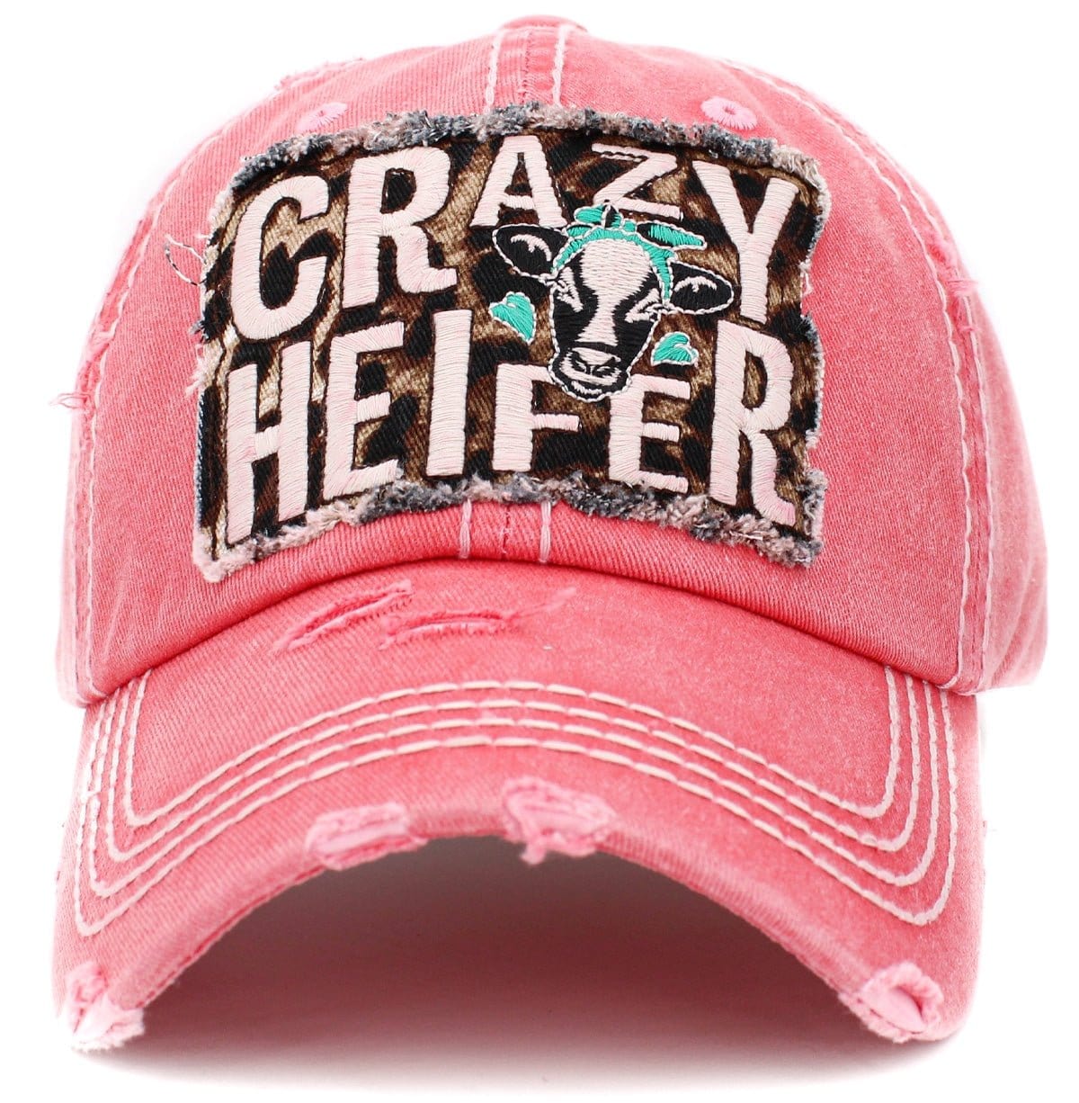 KBV1412 "Crazy Heifer" Vintage Distressed Cotton Cap - MiMi Wholesale