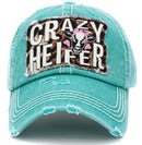 KBV1412 "Crazy Heifer" Vintage Distressed Cotton Cap - MiMi Wholesale