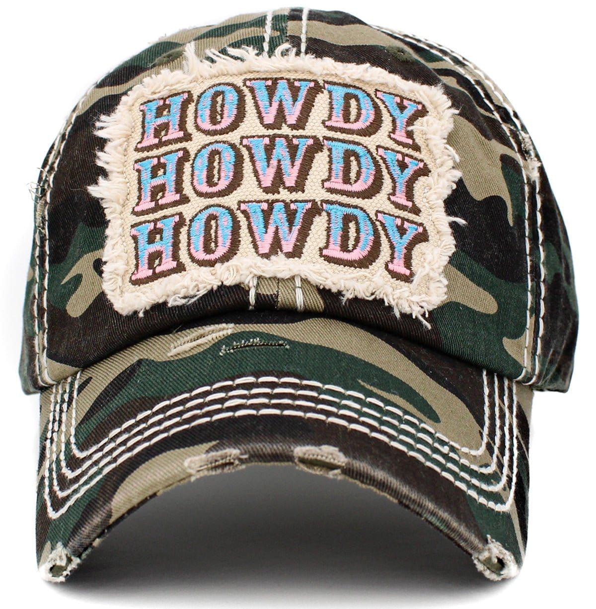 KBV1414 "HOWDY" Vintage Distressed Cotton Cap - MiMi Wholesale