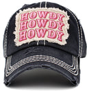 KBV1414 "HOWDY" Vintage Distressed Cotton Cap - MiMi Wholesale