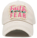 KBV1418 "Faith Over Fear" Vintage Distressed Cotton Cap - MiMi Wholesale