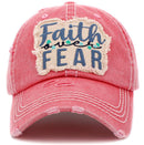 KBV1418 "Faith Over Fear" Vintage Distressed Cotton Cap - MiMi Wholesale