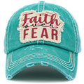KBV1418 "Faith Over Fear" Vintage Distressed Cotton Cap - MiMi Wholesale