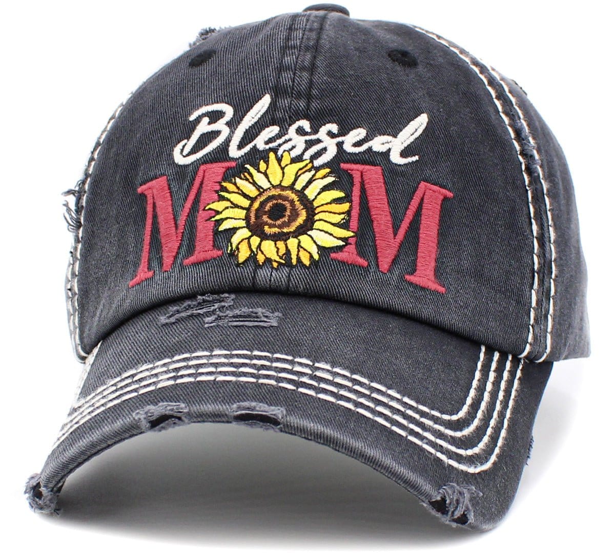 KBV1425 "Blessed Mom" Vintage Washed Baseball Cap - MiMi Wholesale