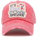 KBV1426 "It's Five O'Clock Somewhere" Vintage Distressed Cotton Cap - MiMi Wholesale