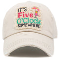 KBV1426 "It's Five O'Clock Somewhere" Vintage Distressed Cotton Cap - MiMi Wholesale