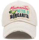 KBV1427 "Mamacita Needs A Margarita" Vintage Distressed Ballcap - MiMi Wholesale