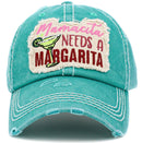 KBV1427 "Mamacita Needs A Margarita" Vintage Distressed Ballcap - MiMi Wholesale